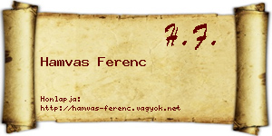 Hamvas Ferenc névjegykártya