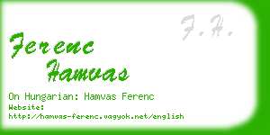 ferenc hamvas business card